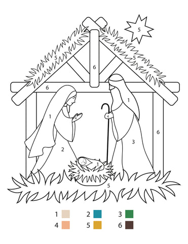 Printable Nativity Color by Number Activity Pack - About a Mom