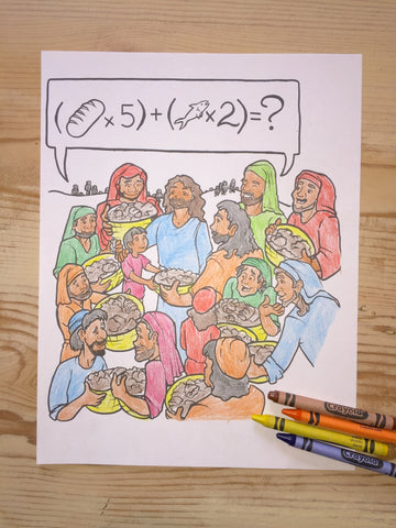 Jesus Feeds 5000 Coloring Page