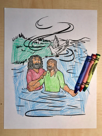 Jesus Gets Baptized Coloring Page