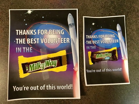 Milky Way Candy Bar Volunteer Thank You Note