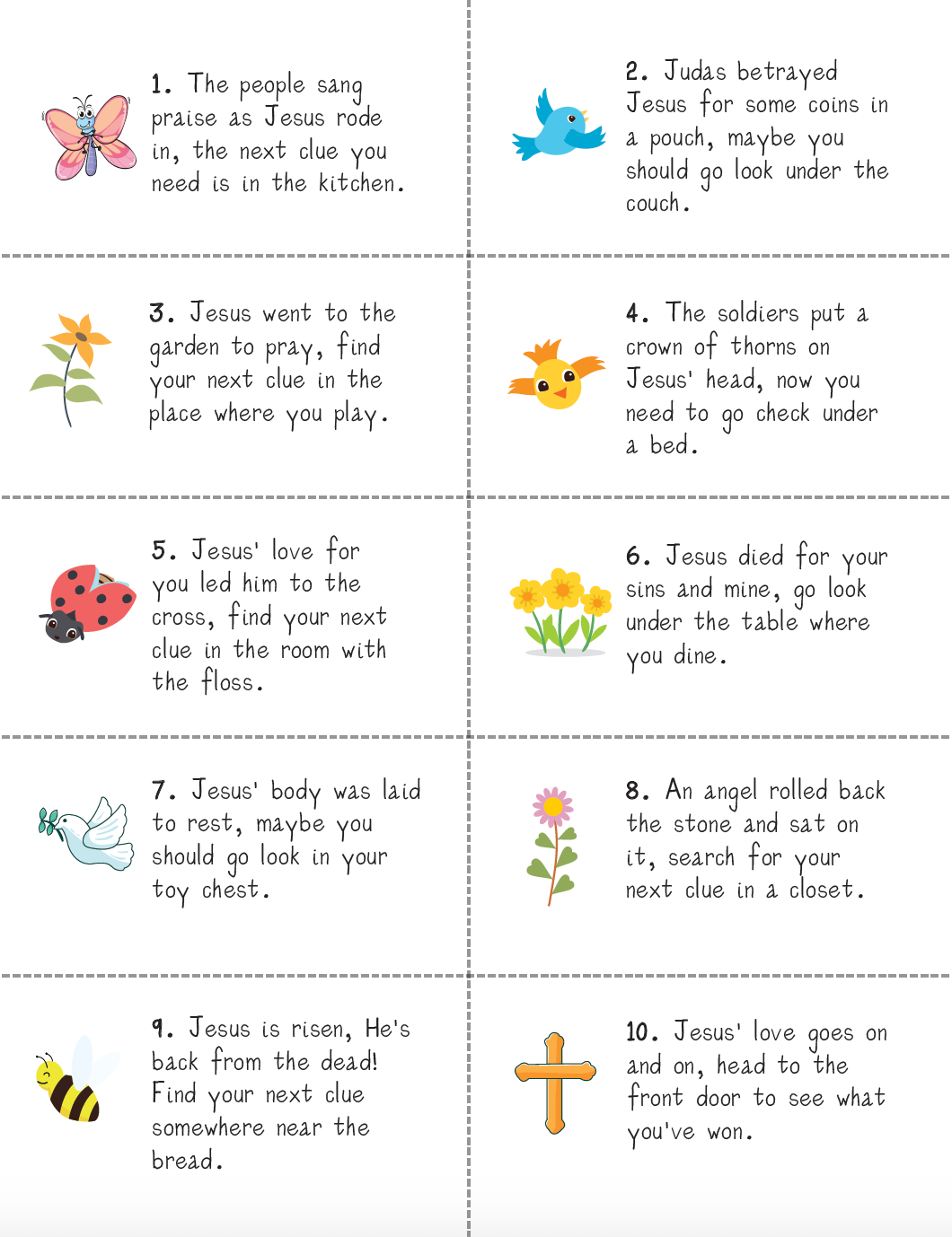 Easter Scavenger Hunt Cards