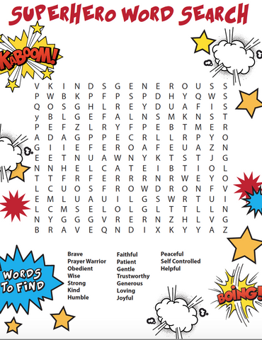 Superhero Word Search