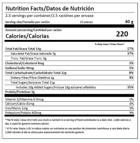 Deziria 30% Milk Chocolate with Chopped Hazelnuts Nutritional Information Nutrition Facts