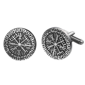 Stainless Steel Cufflinks Nordic Viking Odin Compass - Vikings of Valhalla US