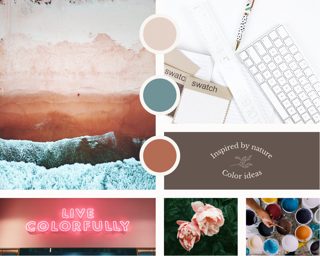Color palette inspiration board for the work on a brand guide