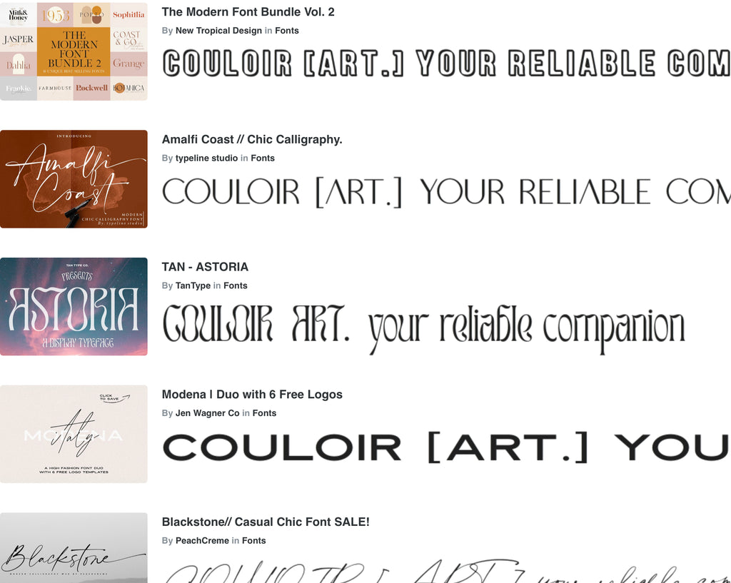 Font sample examples to use for branding and finding the perfect complementary fonts