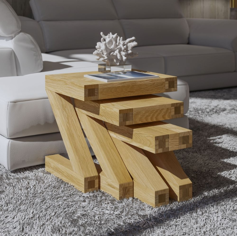 1 Zara Designer Oak Nest Of Tables Oak Furniture Store Sofas