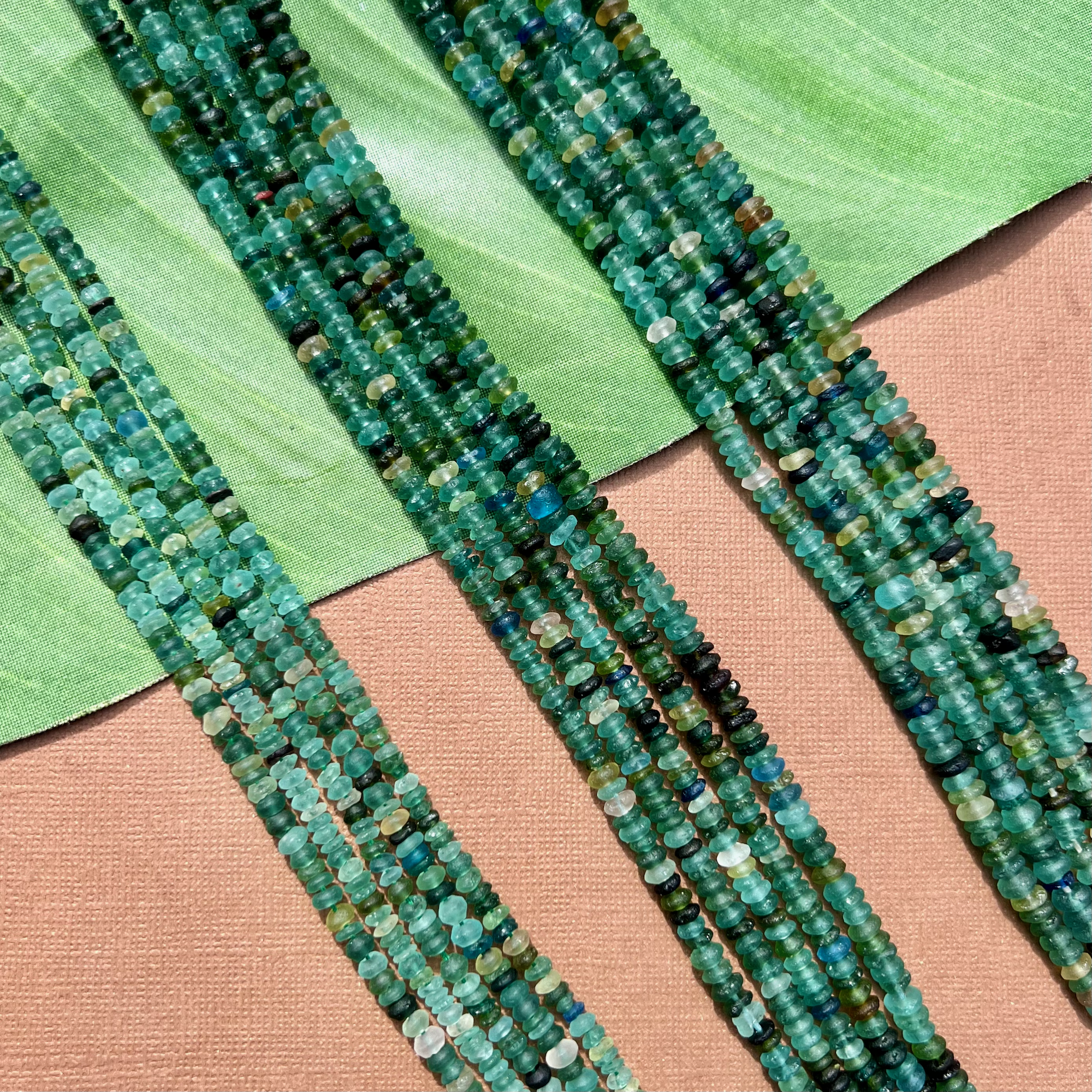 Roman Glass Small Saucer 4mm & 6mm Bead Strands