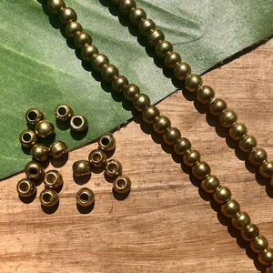 Brass Organic Round Metal Beads - 28 Pieces