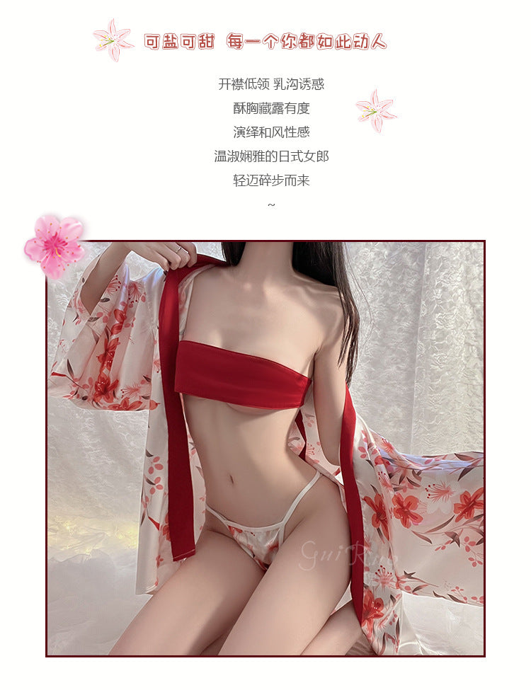 日式印花诱惑超短开衫和服套装