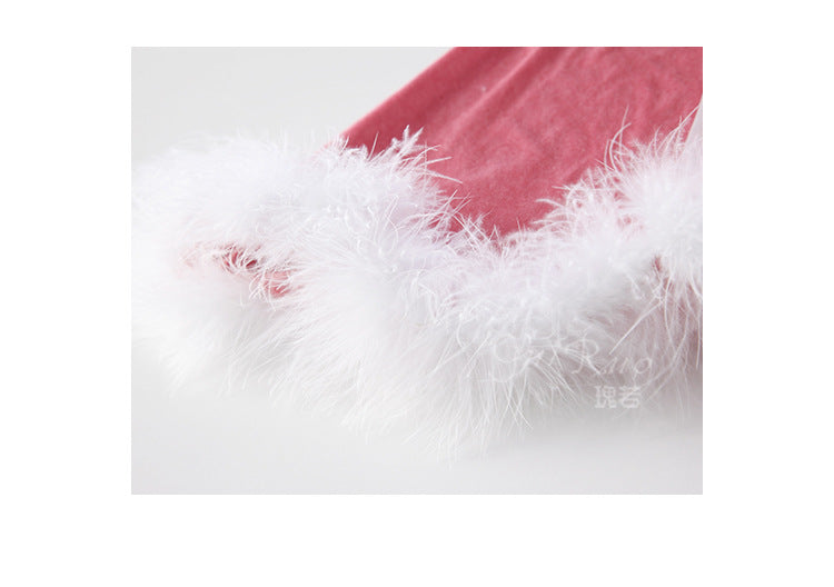 粉色的冬季圣诞毛绒吊带裙