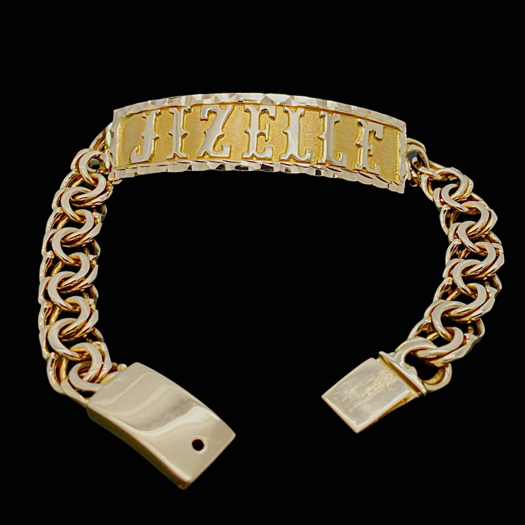 10KT Gold Ladies Chino Link Bracelet with Cut Border/ Esclava – Jewelers