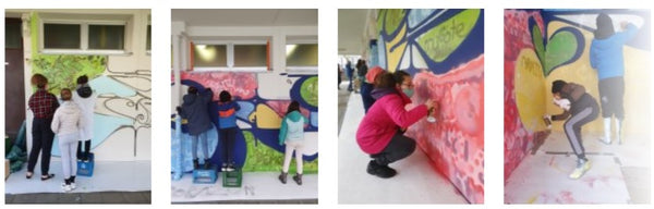 Luxembourg children doing street art