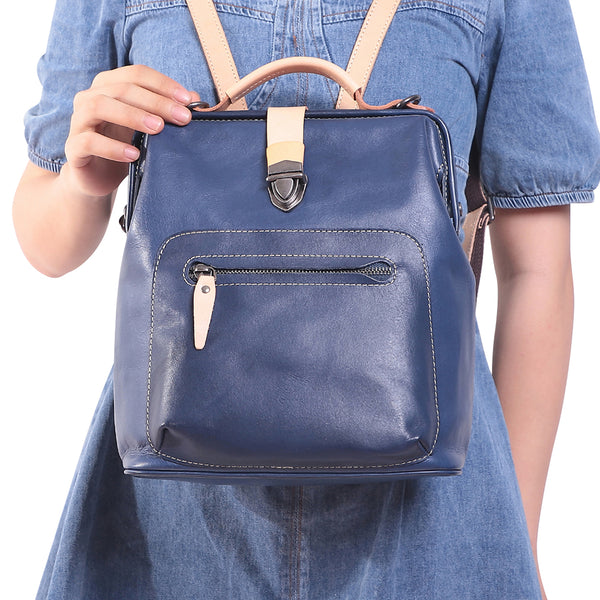 Goson Genuine Leather Mini Backpack Handbag/Purse With Sling & Side Cell  Phone Pocket Bundle with Stylish Sunglasses