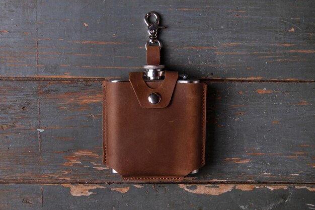 top grain leather hipflask