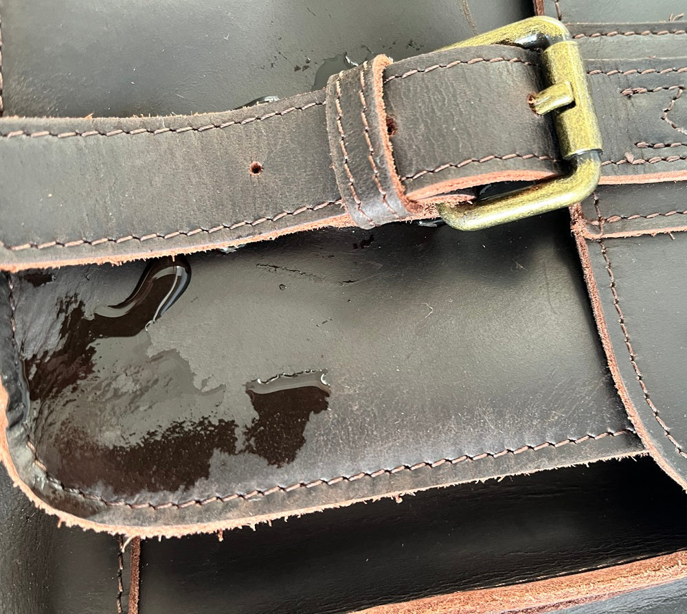 water on leather