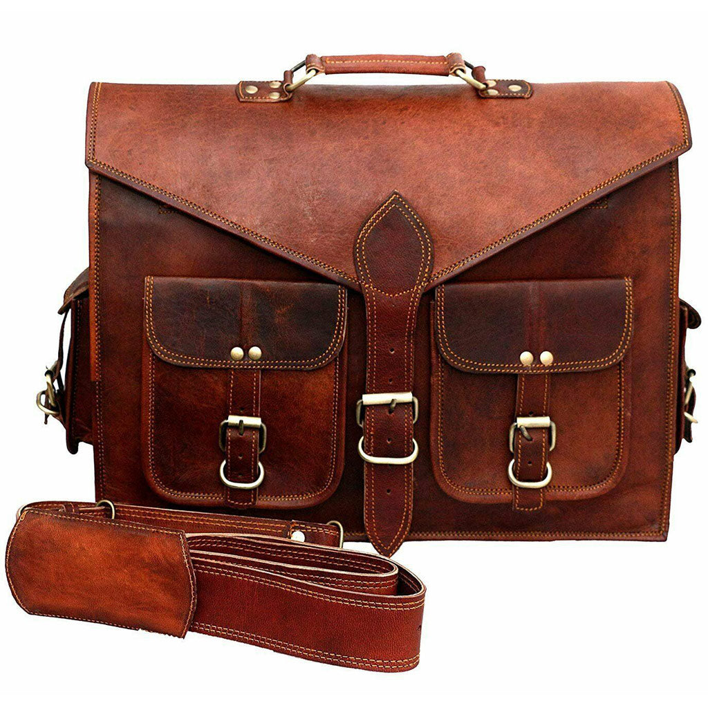 Lawyer's Leather Messenger Bag Laptop Briefcase - Full Grain Leather ...