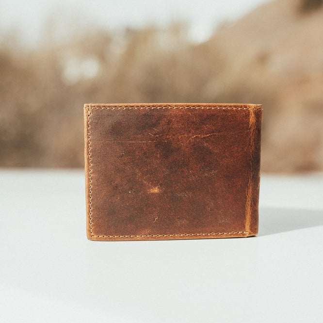 Men's Bifold Top Grain Leather Wallet Closed