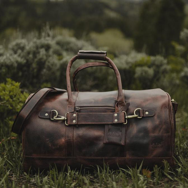 large mens leather duffle bag