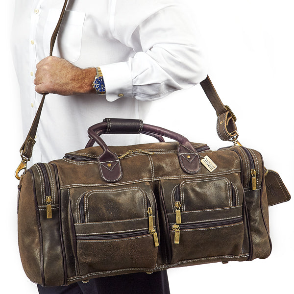 22 Inch Leather Duffel Bag for Men for Work Trips – The Real Leather ...