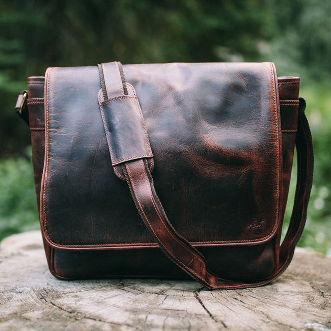 personalized leather messenger bag for men