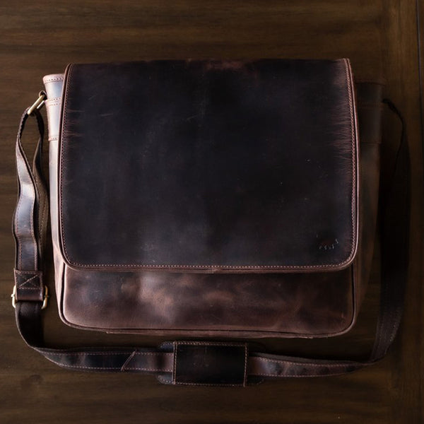 leather messenger bag for men macbook compartment