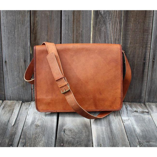 Custom Handmade Italian Vegetable Tanned Leather Satchel, Messenger Bag, Shoulder  Bag, Men Bag D003