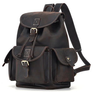 Leather Drawstring Backpack - Large Top Grain Leather Rucksack – The ...