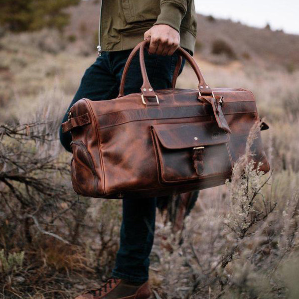 Men's Buffalo Leather Duffel Bag - Weekend Bag for Travel – The Real ...