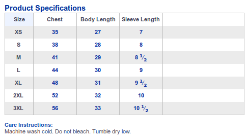 Men's T-Shirt Size Chart & Care Instructions – Philadelphia Printworks