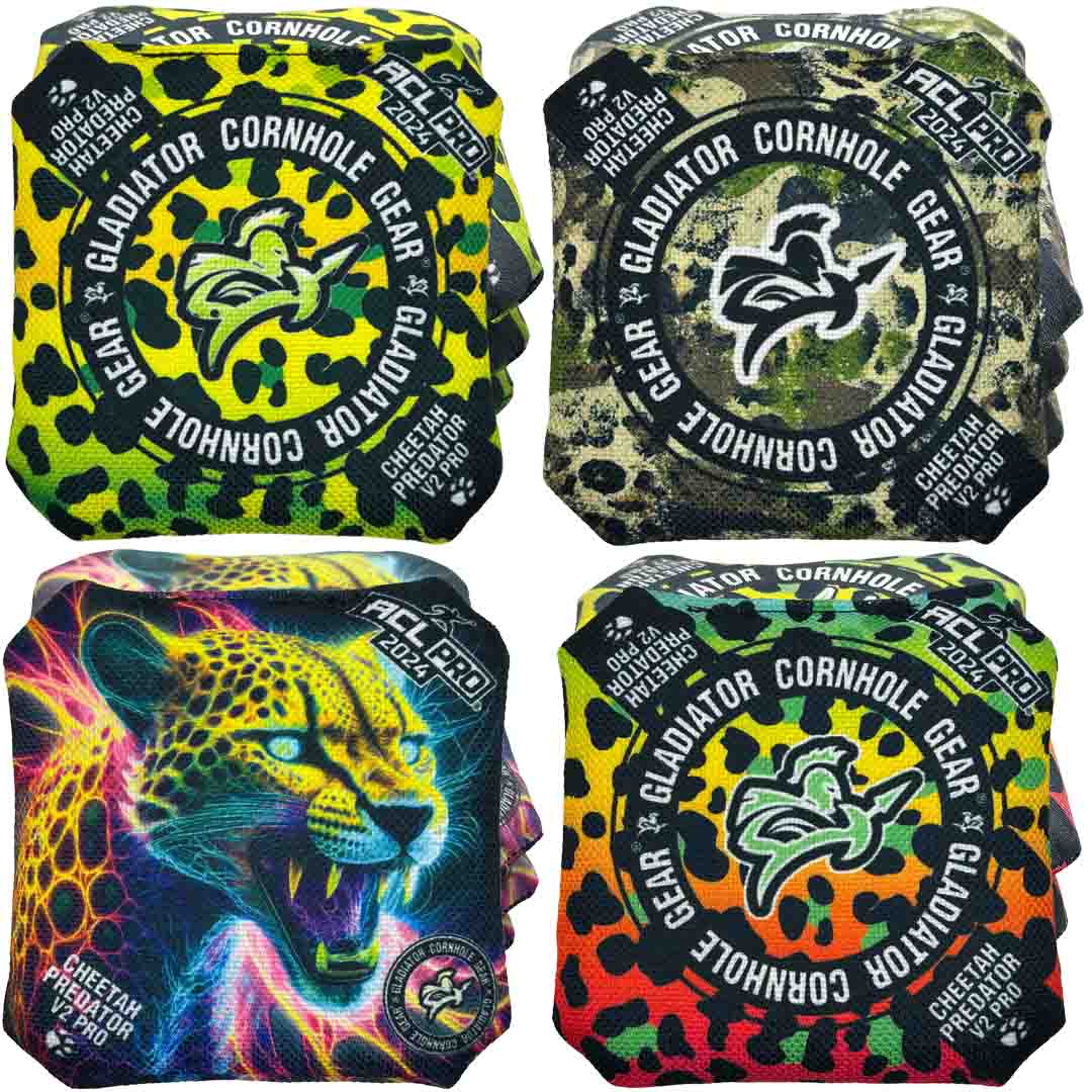 Cheetah Predators Comp V2 Cornhole Bags 2021-2022 ACL COMP - 8 Bags / Punching Rainbow / Pineapple G