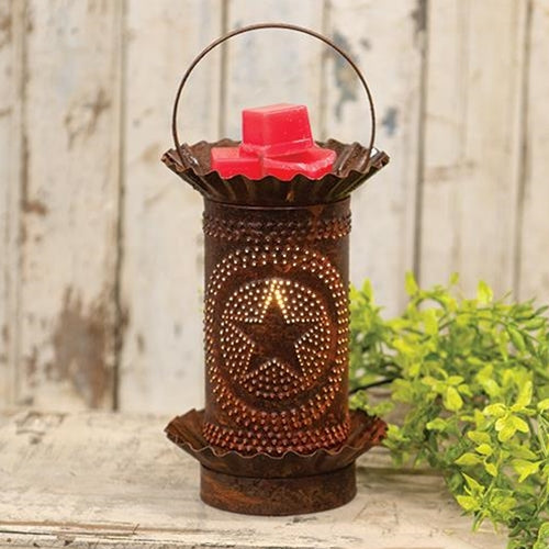 Country Tin Metal Candle Wax Warmer with Star - Tart Burner