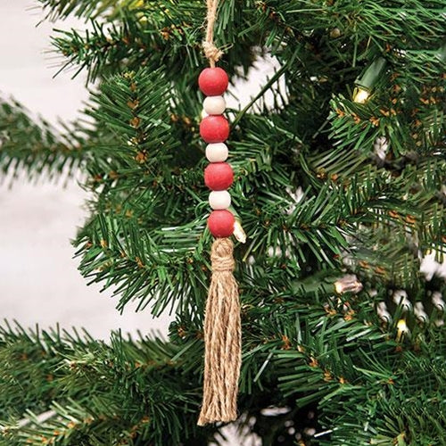 *6/Set, Red Bead & Jingle Bell Ornaments
