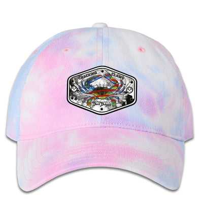 cotton candy hat blue on pink