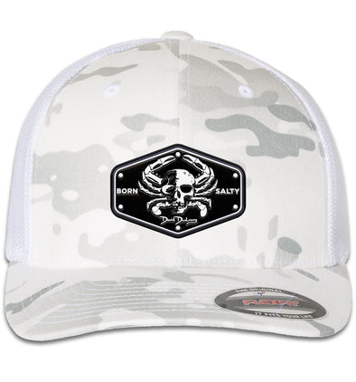 Born Salty Trucker Crab | Camo Multicam Dunleavyapparel Arid Skull Flexfit Tan Panel 6