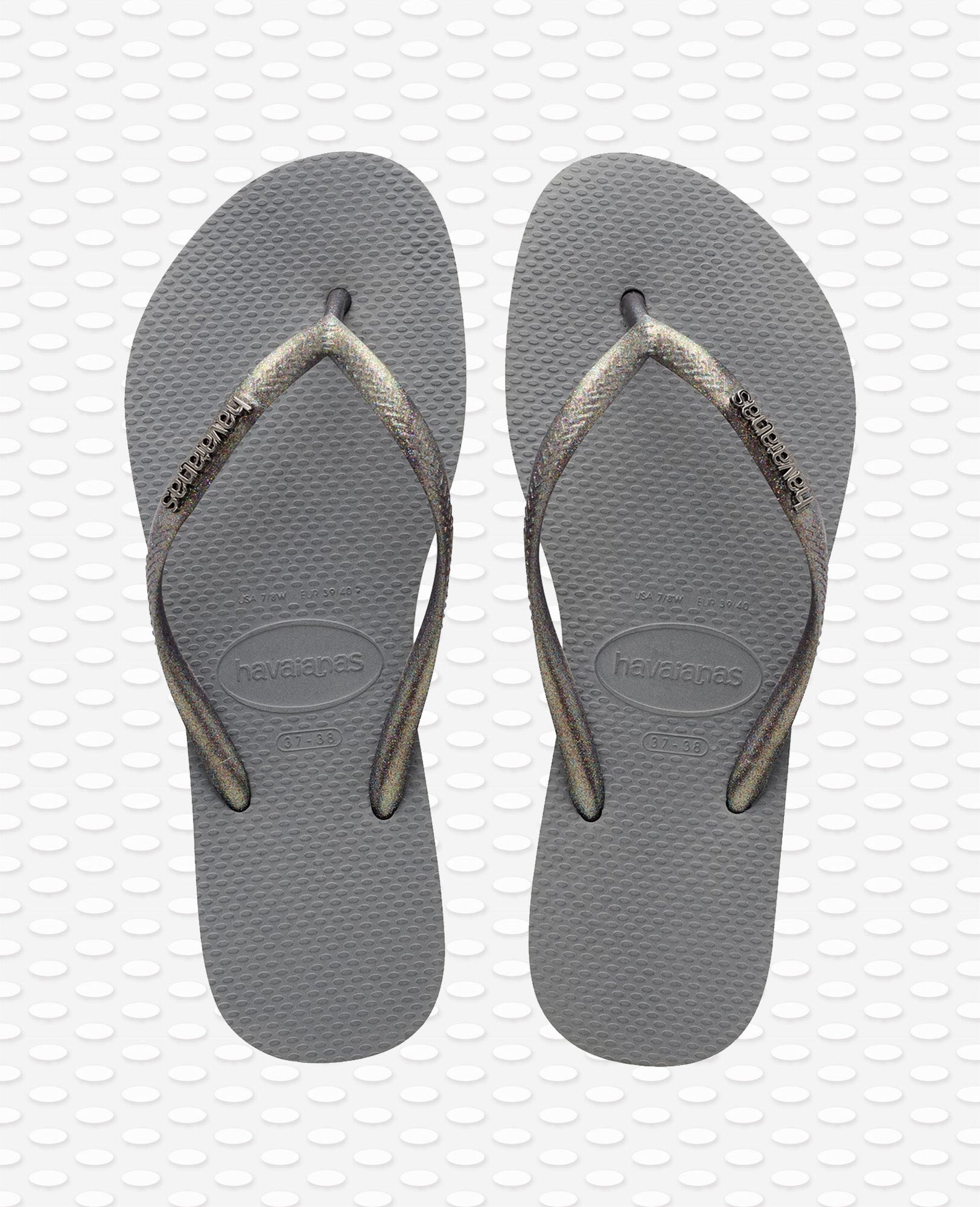 HAVAIANAS SLIM LOGO METALLIC STEEL GREY 