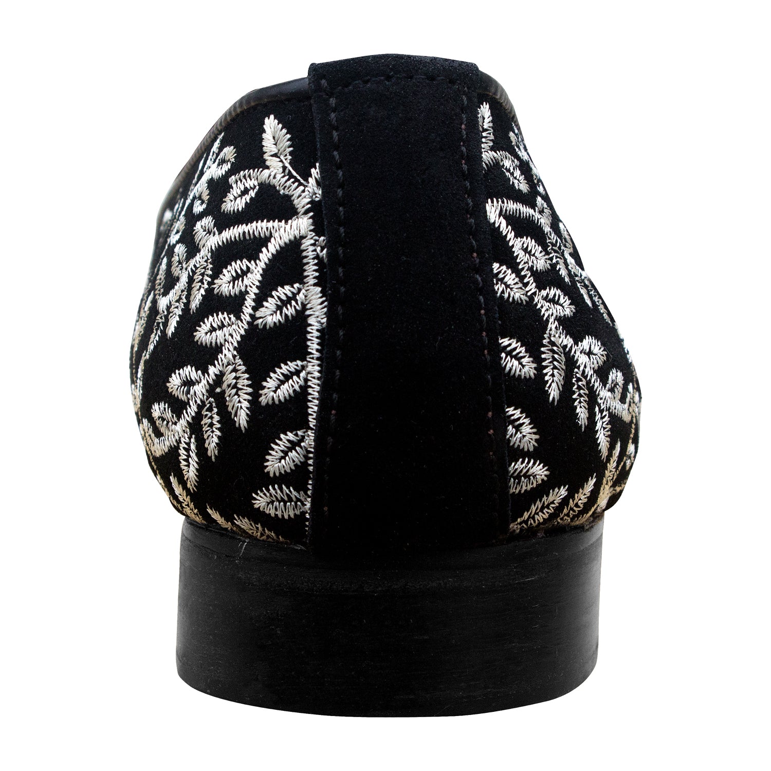 black embroidered shoes