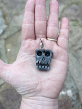 Load image into Gallery viewer, Hand Forged Steel Skull Keychain