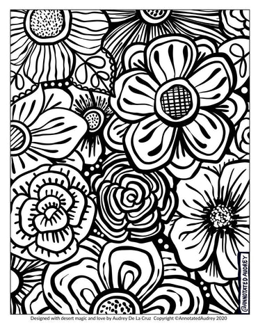 free printable  full flowers coloring page  annotated audrey