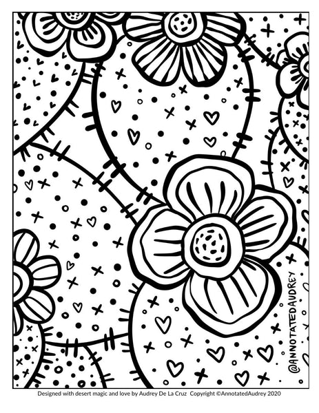 FREE PRINTABLE - Prickly Pear Flowers Coloring Page – ANNOTATED AUDREY