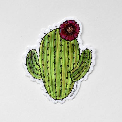 Cute Blooming Saguaro Green Vinyl Waterproof Cactus Sticker – ANNOTATED ...