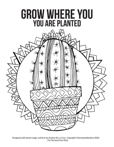 Download Potted Cactus Coloring Page - ANNOTATED AUDREY