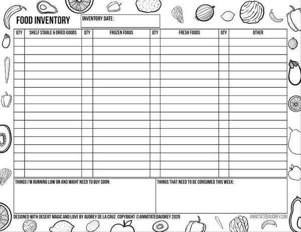 FREE PRINTABLE Food Inventory ANNOTATED AUDREY