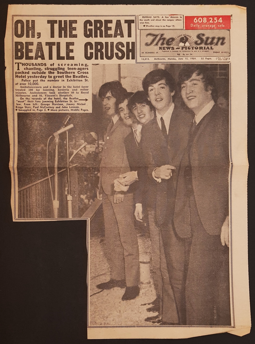 Beatles The Sun Melbourne June 15 1964 Vicious Sloth Collectables