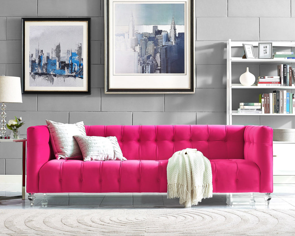 Bea Velvet Sofa Available In Hot Pink Navy Cognac Grey