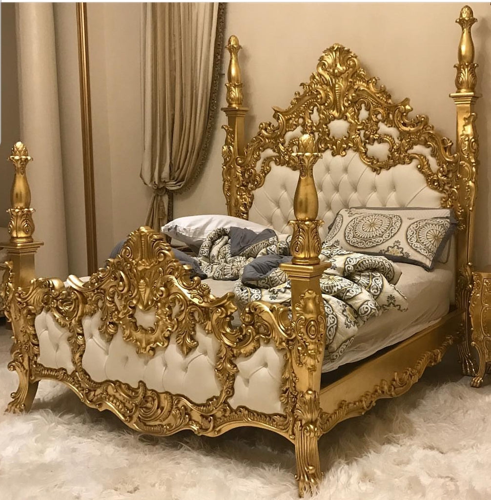 Bonapart Bed Gold Leaf White