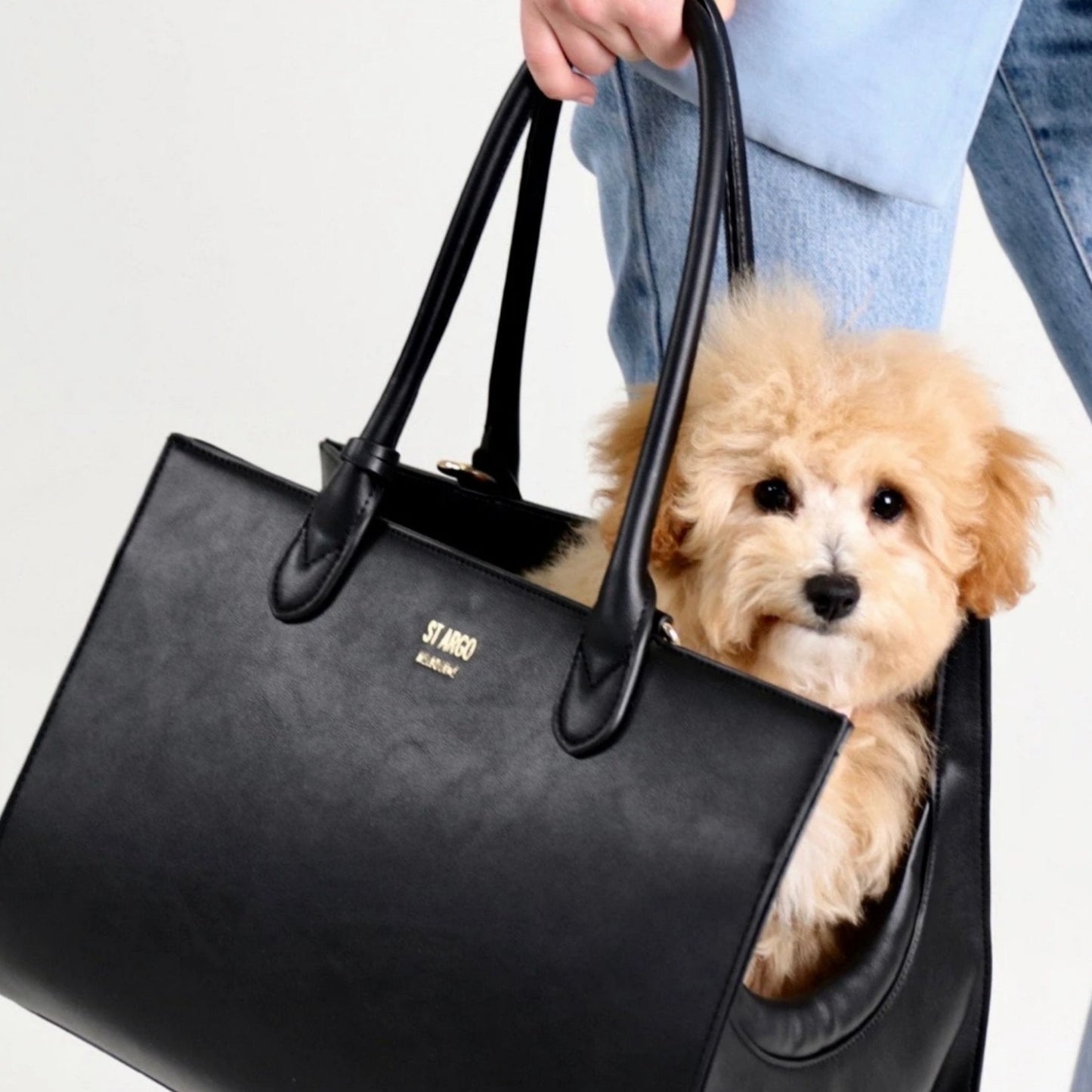 Betop Fashion Dog Carrier PU Leather Dog Handbag Dog Purse Cat Tote Bag Pet Cat Dog Hiking Bag, Brown, Small 38*23*17cm