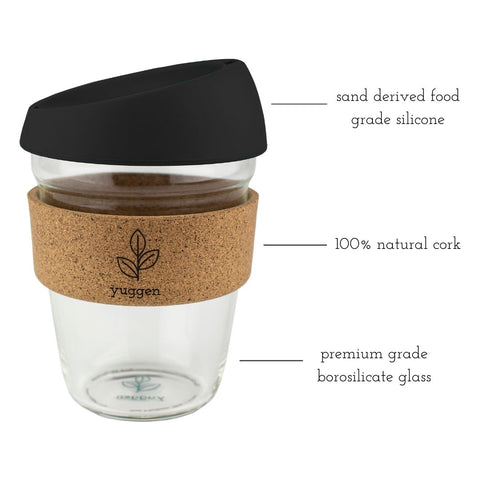 Yuggen Glass Travel Coffee Cup  Endlessly reusable 100% plastic-free