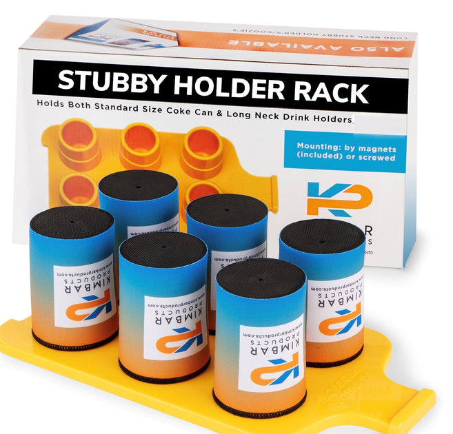 Beer Bottle Stubby Holder Party Pack, Set of 6, with Magnetic Rack ...