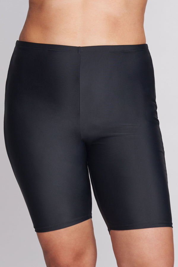 Plus Size Long Length Capri Swim Short in Solid Black – Mazu Apparel